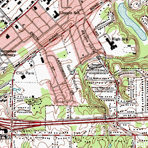 Topographic Map of Green Ridge Golf Course, OH