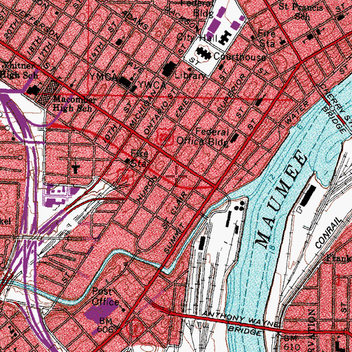 Topographic Map of Fifth Third Field, OH
