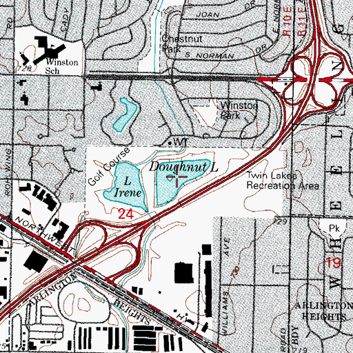 Topographic Map of Doughnut Lake, IL