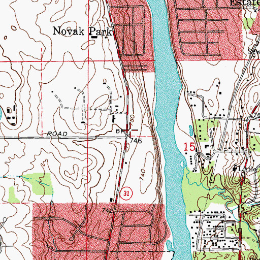 Topographic Map of Fox River Bluff West County Forest Preserve, IL