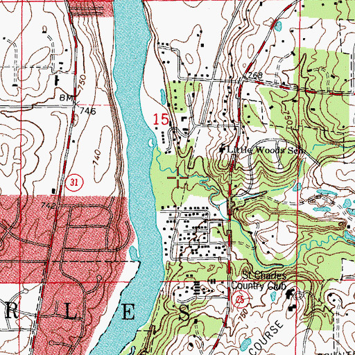 Topographic Map of Fox River Bluff County Forest Preserve, IL