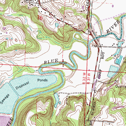 Topographic Map of Little Blue Trace County Park, MO