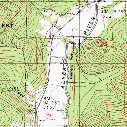 Topographic Map of Clemens County Park, OR