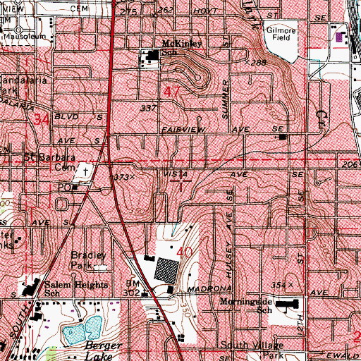 Topographic Map of Clark Creek City Park, OR