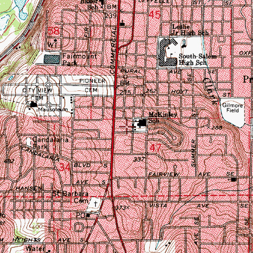 Topographic Map of McKinley School City Park, OR