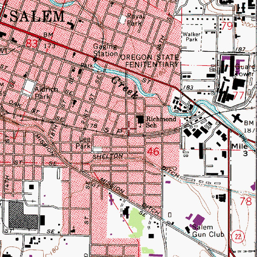 Topographic Map of Richmond School City Park, OR