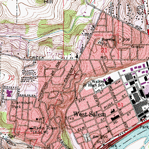 Topographic Map of West Salem City Park, OR