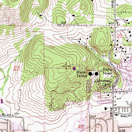 Topographic Map of Brandis City Park, OR