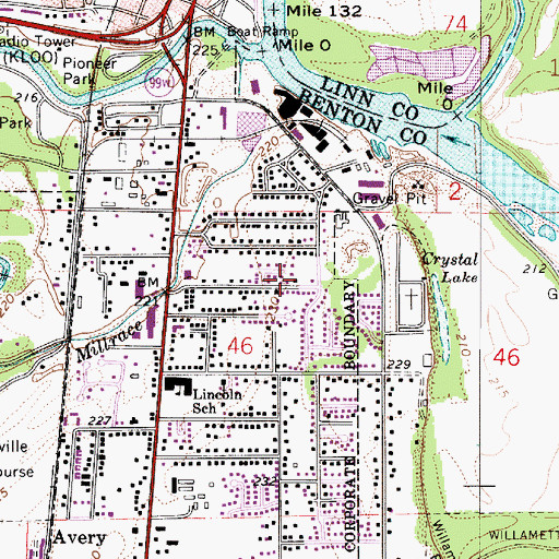 Topographic Map of Lilly City Park, OR