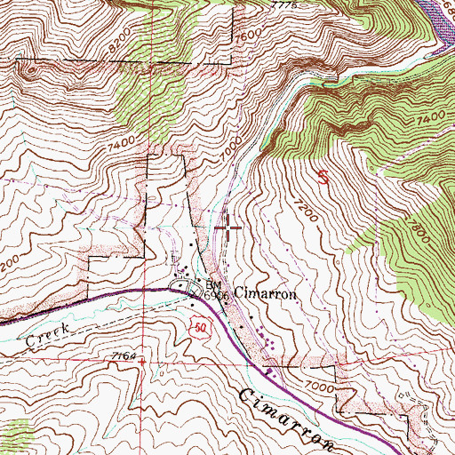 Topographic Map of Cimarron Campground, CO