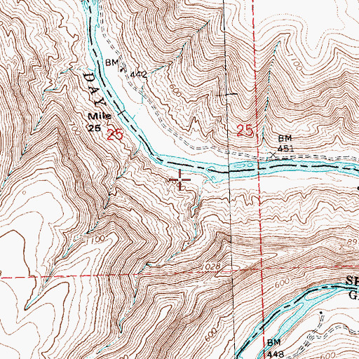 Topographic Map of John Day Scenic Waterway, OR