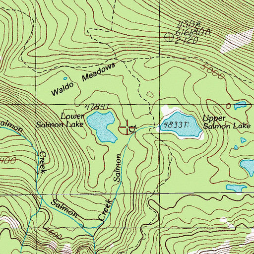 Topographic Map of Salmon Lakes, OR