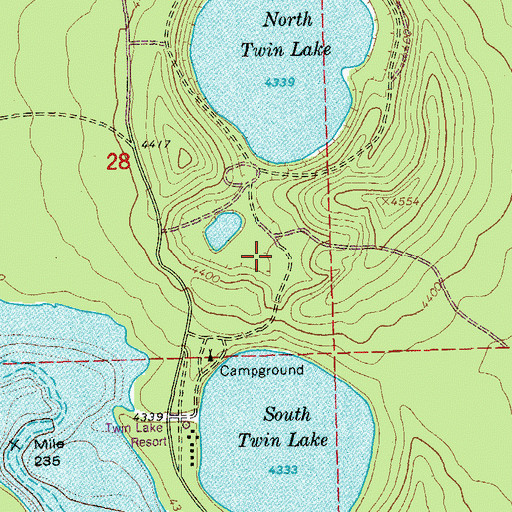 Topographic Map of Twin Lakes, OR