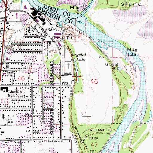 Topographic Map of Martin Luther King Junior City Park, OR