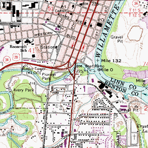 Topographic Map of Pioneer Boat Basin City Park, OR