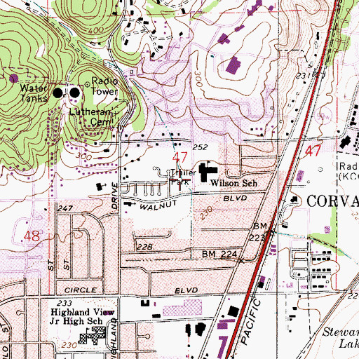 Topographic Map of Wildcat City Park, OR