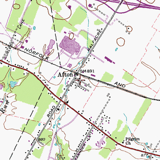 Topographic Map of Afton Post Office (historical), OH