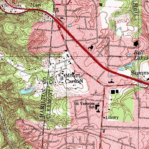Topographic Map of Mount Carmel Post Office (historical), OH