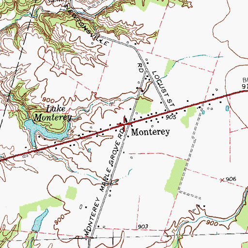 Topographic Map of Monterey Post Office (historical), OH