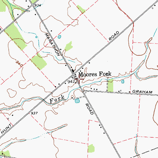 Topographic Map of Moores Fork Post Office, OH