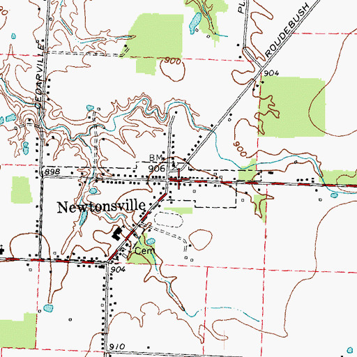 Topographic Map of Newtonsville Post Office, OH