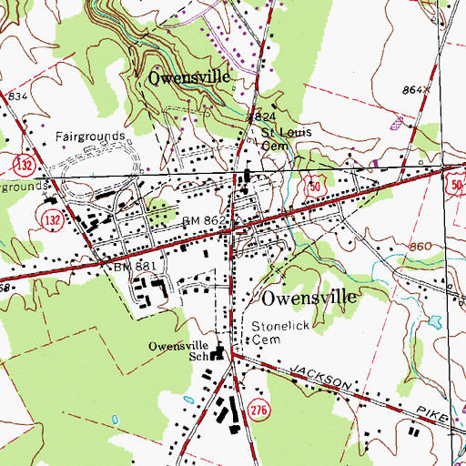 Topographic Map of Owensville Post Office, OH