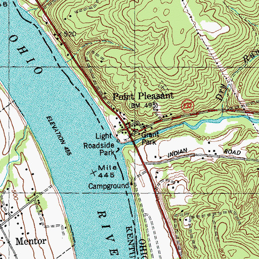 Topographic Map of Point Pleasant Post Office, OH