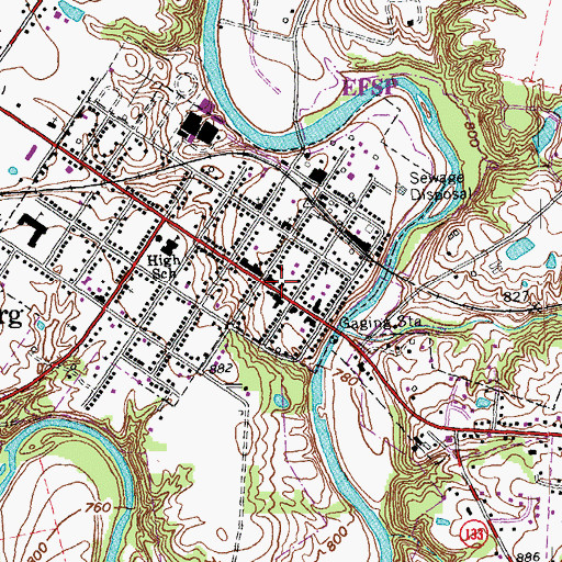 Topographic Map of Williamsburg Post Office, OH
