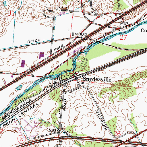 Topographic Map of Snyderville Post Office (historical), OH