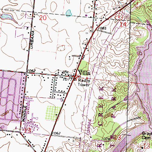 Topographic Map of Villa Post Office (historical), OH