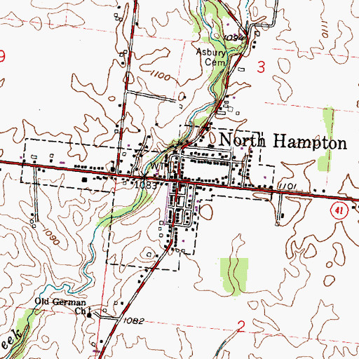Topographic Map of North Hampton Post Office (historical), OH