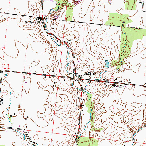 Topographic Map of Anlo Post Office (historical), OH