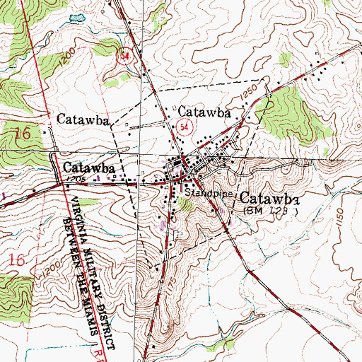 Topographic Map of Catawba Post Office, OH