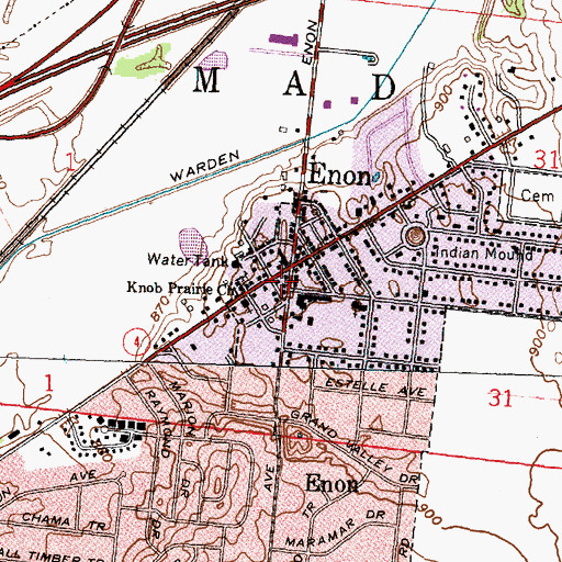 Topographic Map of Enon Post Office, OH