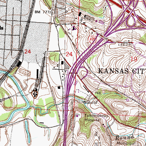 Topographic Map of Interchange 63 C, MO