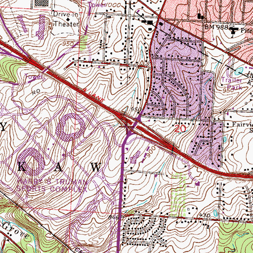 Topographic Map of Interchange 9, MO