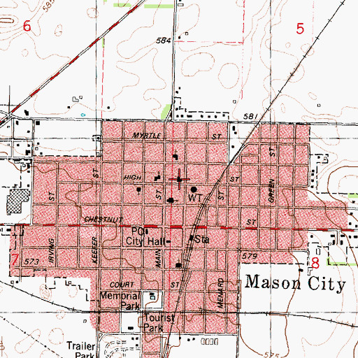 Topographic Map of First Christian Church, IL