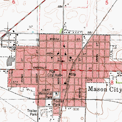 Topographic Map of Mason City United Methodist Church, IL