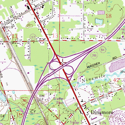 Topographic Map of Interchange 11, FL