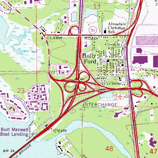 Topographic Map of Interchange 124, FL