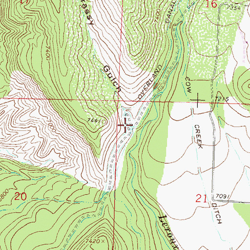 Topographic Map of Grassy Gulch, CO