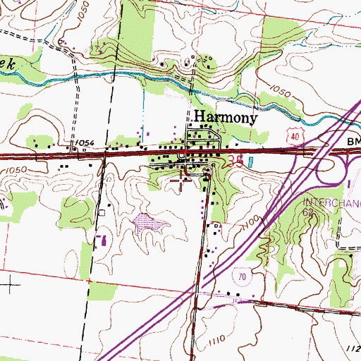 Topographic Map of Harmony Post Office (historical), OH