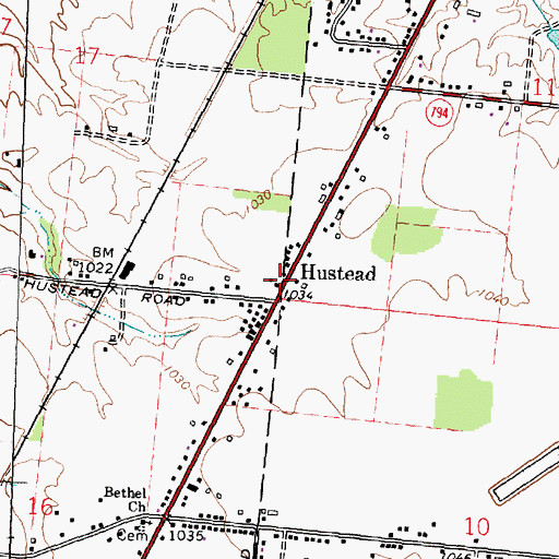 Topographic Map of Hustead Post Office (historical), OH