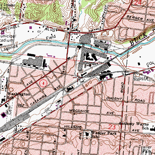 Topographic Map of Lagonda Post Office (historical), OH