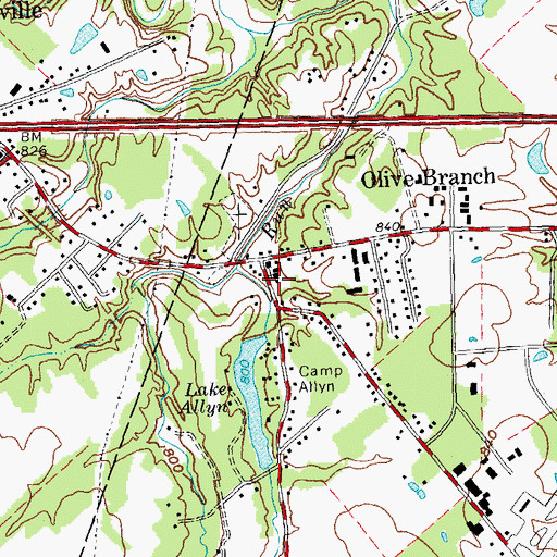 Topographic Map of Olive Branch Post Office (historical), OH