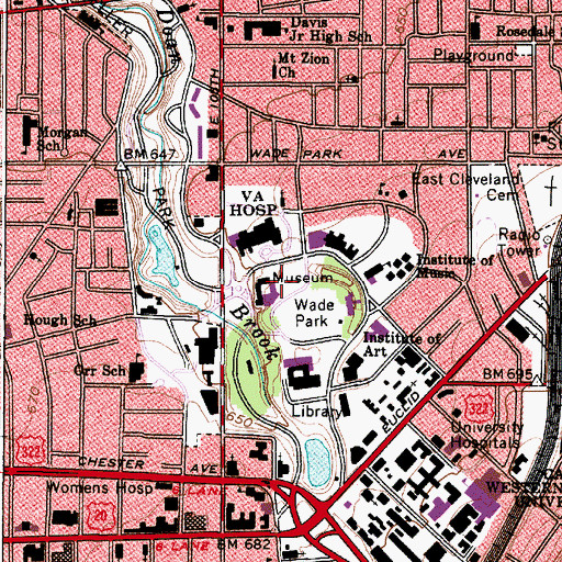 Topographic Map of Ralph Perkins II Wildlife Center and Woods Garden, OH