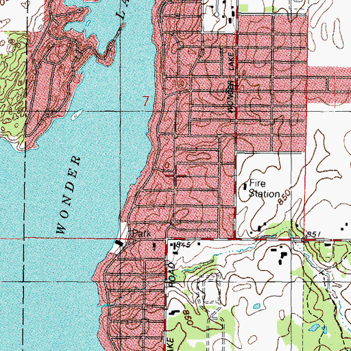 Topographic Map of Wonder Center, IL