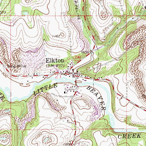 Topographic Map of Elkton Post Office, OH