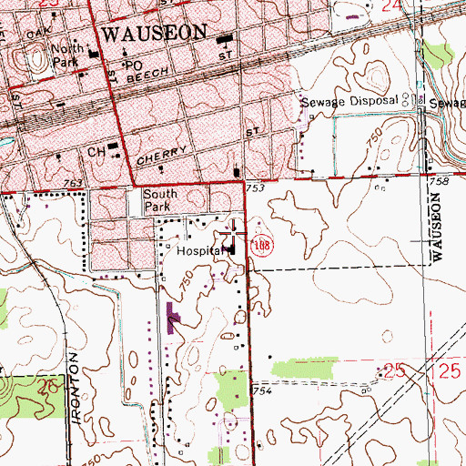 Topographic Map of Fulton County Economic Opportunity Center, OH