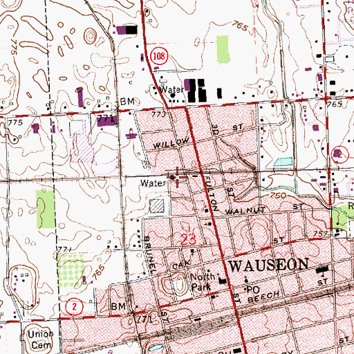 Topographic Map of Wabash Park, OH